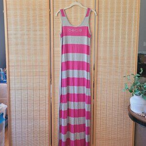 BEBE Stripped Pink Maxi Dress